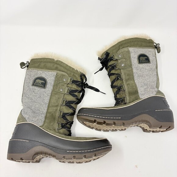 Sorel women's Tivoli high snow boots 7 green grey - Picture 2 of 11